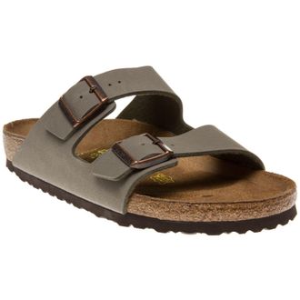 Birkenstock Arizona Birko-Flor Nubuck Unisex Slides Sandals - Stone - Size:UK 4.5
