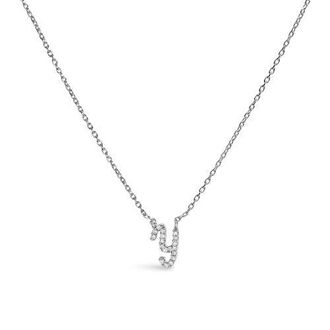 House of Brilliance 10K Gold Diamond Accent A-Z Initial Script Style Pendant Necklace in White | Y at Nordstrom