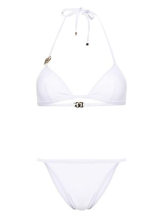 Dolce & Gabbana Set bikini a triangolo con placca logo - Bianco