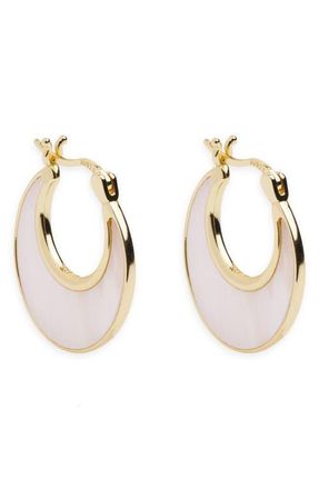 Argento Vivo Mother-of Pearl Crescent Hoop Earrings in Gold/White at Nordstrom