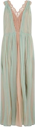 Alberta Ferretti Elegante lange laag uitgesneden jurk voor verfijnde gelegenheden - Dames - Maxi kleedjes - Veelkleurig - XL - Kleedjes