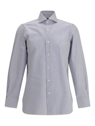 Finamore striped long-sleeved shirt - men - Cotton - 44 - White