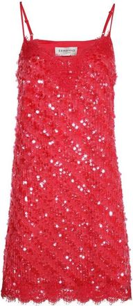 Ermanno Scervino Paillet Mini-Jurk met Geborduurde Golvende Zoom - Dames - Feestkleedjes - Roze - 3XS - Katoen - Kleedjes