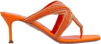 Aquazzura Reef Star 65 Sandal - Dames - Muiltjes - Geel - 37 1/2 EU - Leer - Schoenen