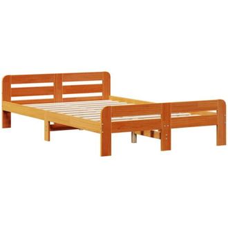 vidaXL Estructura De Cama Sin Colch&oacute;n Madera Maciza Marr&oacute;n 135x190 Cm Vidaxl