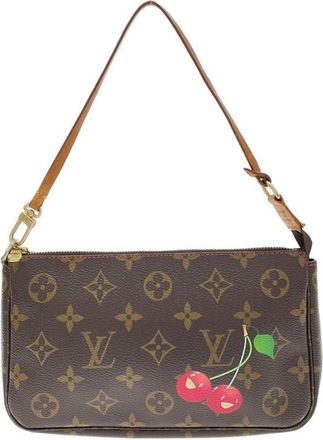 Louis Vuitton Marron Coated Canvas Pochette Pouch (Pre-Owned)