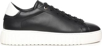 Giuliano Galiano Zwarte leren sneakers met logodetail - Heren - Sneakers - Zwart - 39 EU - Schoenen