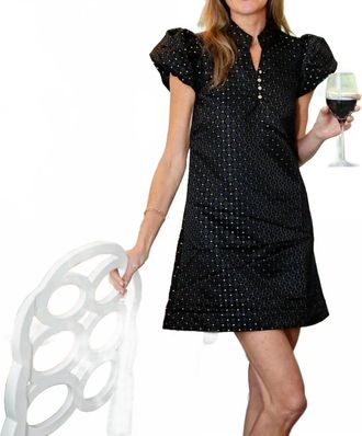 Sail to Sable Button Front Dress In Black/gold