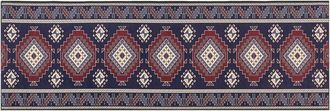 Beliani Beliani - Alfombra De Pasillo Con Motivo Oriental 80 X 240 Cm Antideslizante Azul Y Roja Kangal