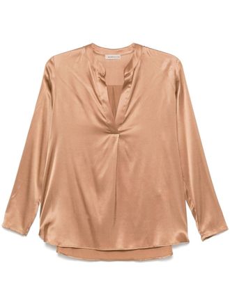 Blanca Vita Blusa in raso - Marrone