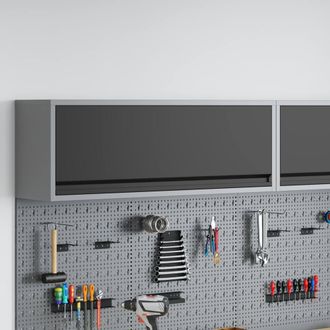 Berkfield Home Tool Cabinet Wall-Mounted with Gas-Lift Door Black 100x25x35 cm in Grey | Size: 100 x 25 x 35 cm