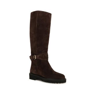 Valentino Garavani Suede with VLogo Strap Boot - Brown