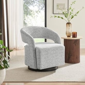 Furniturebox Odessa Fabric Swivel Accent Chair in Grey