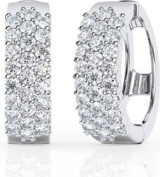 Grown Brilliance 5 Carat Lab Grown Diamond Cluster Hoop Earrings in Sterling Silver