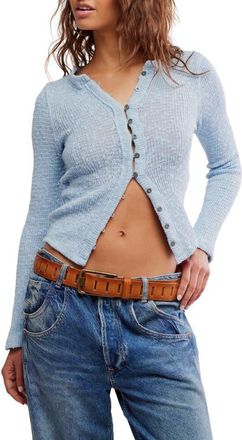 Free People Its On Rib Cardigan in Boardwalk Blue at Nordstrom, Size Large