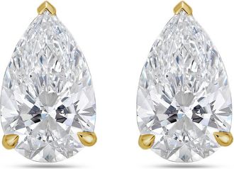 Diana M. Jewels 14kt 1.50cts Lab Grown 3 Prong Studs pear cut, DEF color, VS clarity, excellent cut