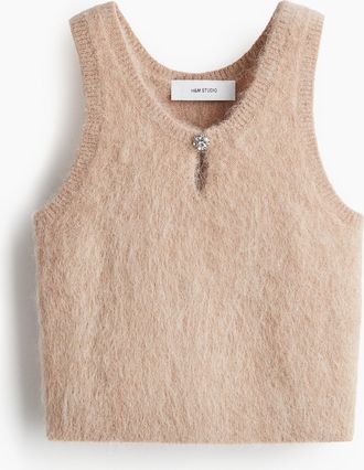H&M Kurzes Tanktop aus Alpakamix - Beige
