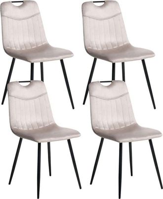 Beliani Beliani - Conjunto De 4 Sillas De Comedor Modernas De Terciopelo Con Patas De Hierro Negras Con Recubrimiento En Polvo Gris Pardo Argyle