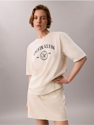 Calvin Klein Jeans Calvin Klein Womens Arch Varsity Logo Graphic Relaxed T-Shirt - White - XL