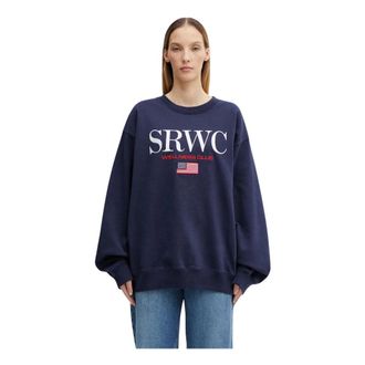Sporty & Rich Graphic Crewneck Sweatshirt - Dames - Sweatshirts - Blauw - S - Katoen - Hoodies & sweatvesten
