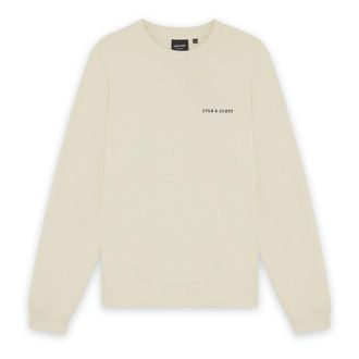 Lyle & Scott Mid Layers Script Brushback Crew Neck Sweatshirt - Heren - Sweatshirts - Beige - 2XL - Hoodies & sweatvesten