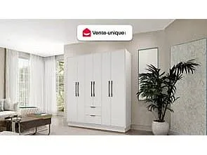 Vente-Unique Armadio 6 ante e 2 cassetti L162 Bianco - FEOVA