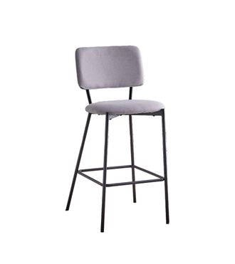 Home Heavenly Pack de 4 taburetes altos con asiento en tela gris y patas negras