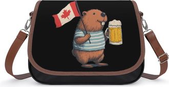 Generic Beaver Happy Canada Day Small Womens Crossbody Bags Shoulder Handbag with Adjustable Strap for Travel
