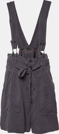 Isabel Marant Navy Blue Lyocell Blend High Waisted Suspender Shorts