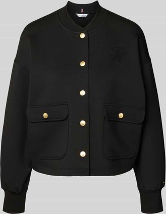 Tommy Hilfiger Regular Fit Bomberjacke aus Baumwoll-Mix Modell GOLD BUTTON BOMBER in Black, Gr&ouml;&szlig;e XL