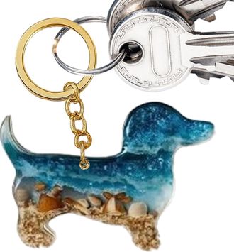 Generic Pocket Hug Dachshund Keychain | Sea Design Dachshund Keychain | Cute Dachshunds Pocket Hug Tokens with Card | Animal Sea Theme Emotional-Support Penda