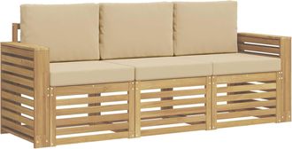 vidaXL Juegos De Sof&aacute;s 3 Uds. Y Beige Polyester Vidaxl