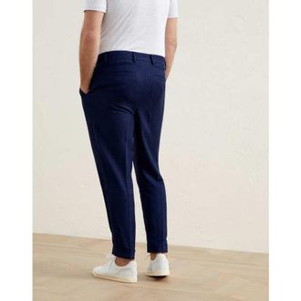 Brunello Cucinelli MenS Dark Blue Linen Wool Trousers, Size 58