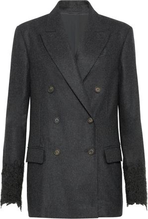 Brunello Cucinelli Blazer met dubbele rij knopen - Grijs