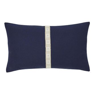 Ballard Designs Applique Trim Sunbrella Outdoor Pillow - Canvas Navy 12 x 20 - Ballard Designs