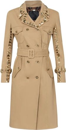 Philipp Plein Canvas Trenchcoat Studs - Dames - Trenchcoats - Beige - XS - Katoen - Jassen