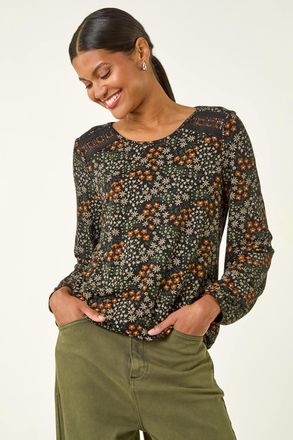 Roman Printed Lace Stretch Top