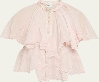 Isabel Marant Lorna Scalloped-Trim Cotton Voile Blouse