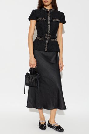 Self Portrait Dress With Shimmering Appliqu&eacute;s, Womens, Black