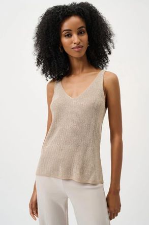 Joseph Ribkoff Metallic Knitted Camisole with Rhinestones in Champagne at Nordstrom, Size X-Large