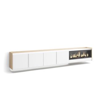 Skraut Home Skraut Home - Mueble Tv, Televisi&oacute;n, Muebles De Sal&oacute;n, Almacenaje, 315x35x50cm, Para Tv Hasta 80, Chimenea El&eacute;ctrica Xxl, Colgado, Suspendido, Led, Es