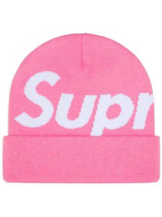 SUPREME intarsia-logo beanie hat - men - Fabric - One Size - Pink