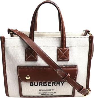 Burberry Pre-owned Fabric shoulder-bags - Dames - Vintage Shopper - Wit - ONE Size - Vintage