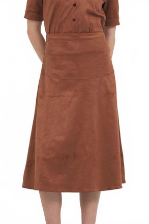 Stellah Vegan Midi Skirt In Cognac