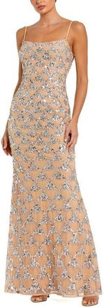 Mac Duggal Sleeveless Scoop Neck Rhinestone Embellshed Gown in Silver at Nordstrom, Size 12