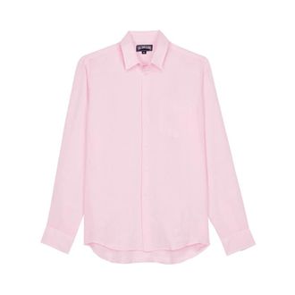 Vilebrequin Caroubis Linen Shirt - Heren - Casual Overhemden - Roze - 5XL - Linnen - Overhemden