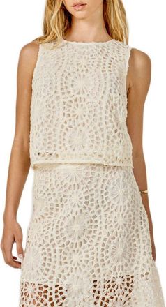 endless rose Texture Sleeveless Crop Top in Cream at Nordstrom, Size X-Small