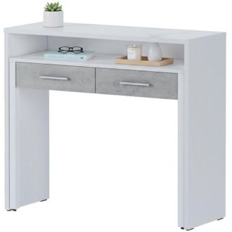 Dmora Scrivania Opaglio, Modulabile, 2 Cassetti, un Vano, 98.6x36.6x86.9h cm Bianco Cemento