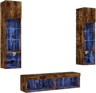 vidaXL Vidaxl - 6 Piece tv Wall Units with led Smoked Oak Engineered Wood
