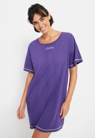 Lascana Nachthemd LSCN BY LASCANA, Damen, Gr. 32/34, N-Gr, lila (lila, blau), Single Jersey, Obermaterial: 50% Baumwolle, 50% Viskose, unifarben, l&auml;ssig gesch